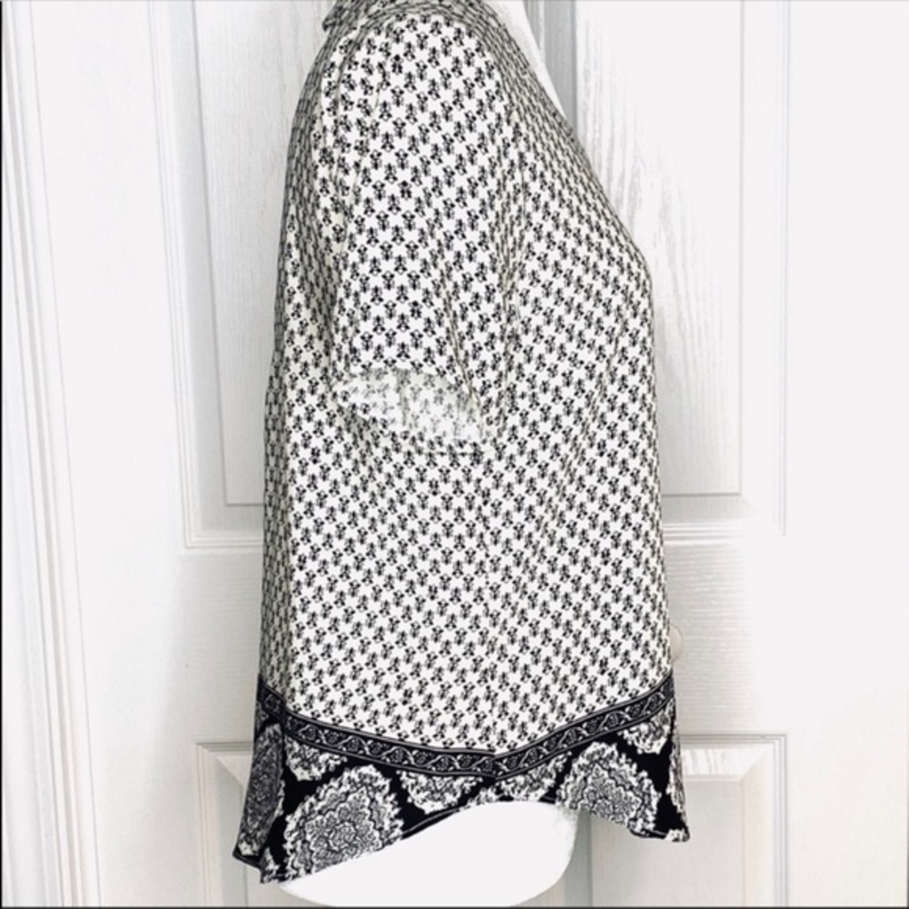 COPPER KEY Black White Pattern Blouse Top - Picture 5 of 7